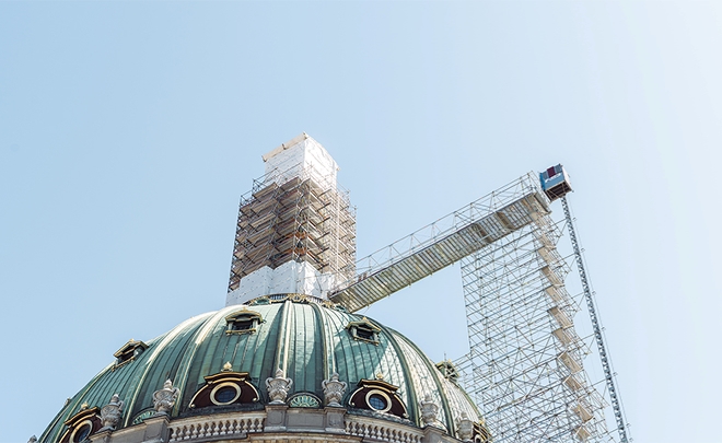 Byggepladsbesøg på toppen af Marmorkirken