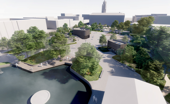 Pladsen bag Frederiksberg Rådhus: Byrum, klimasikring og parkeringskælder